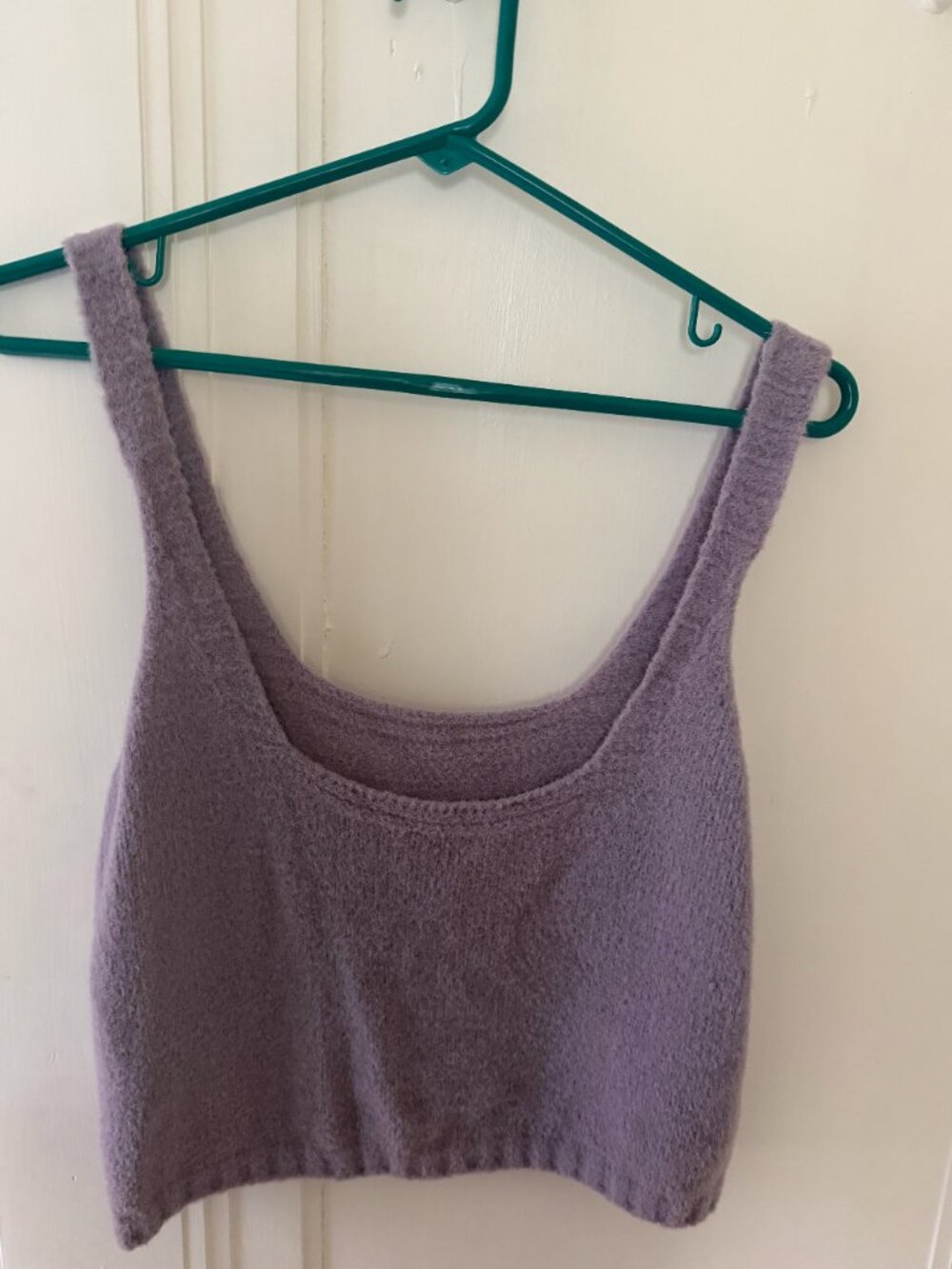 Cupcake Clothing Fuzzy Knit Cardigan & Tank Set Purple Size Small